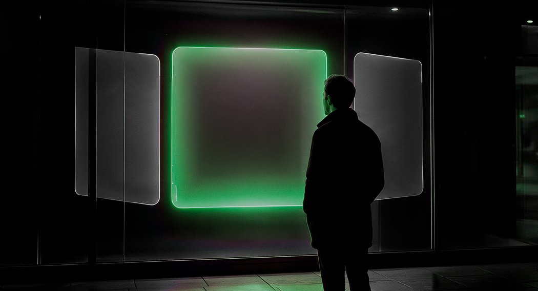 Um hexágono luminoso em destaque entre outros, simbolizando o próximo passo