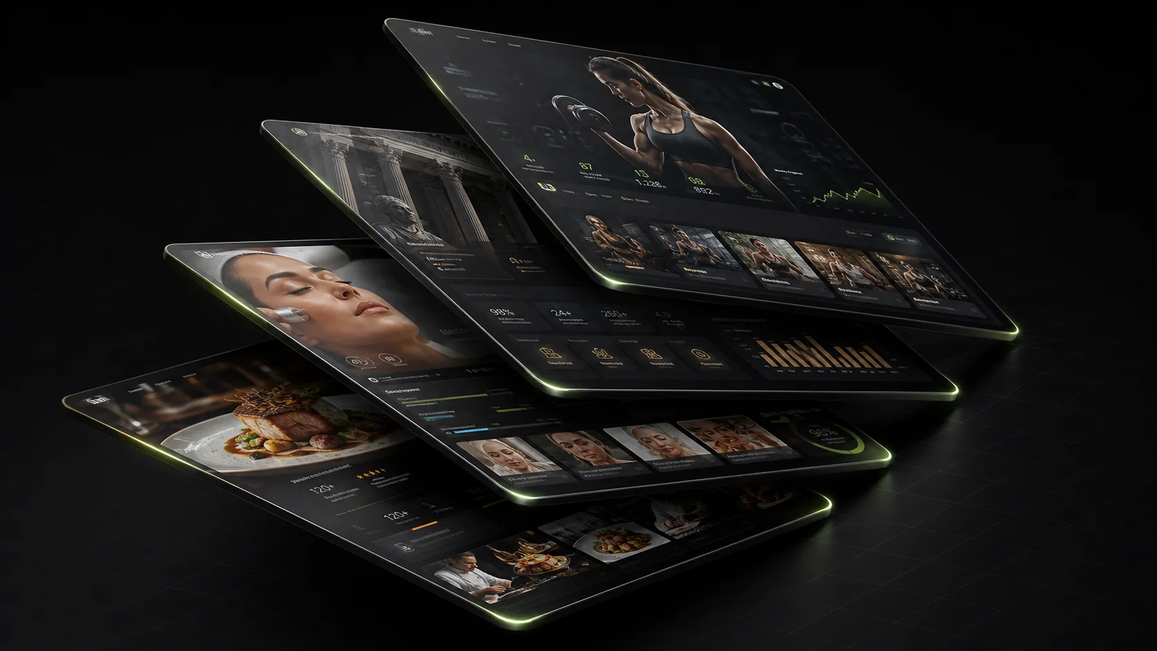 Composição de landing pages criadas pela Billions Creative